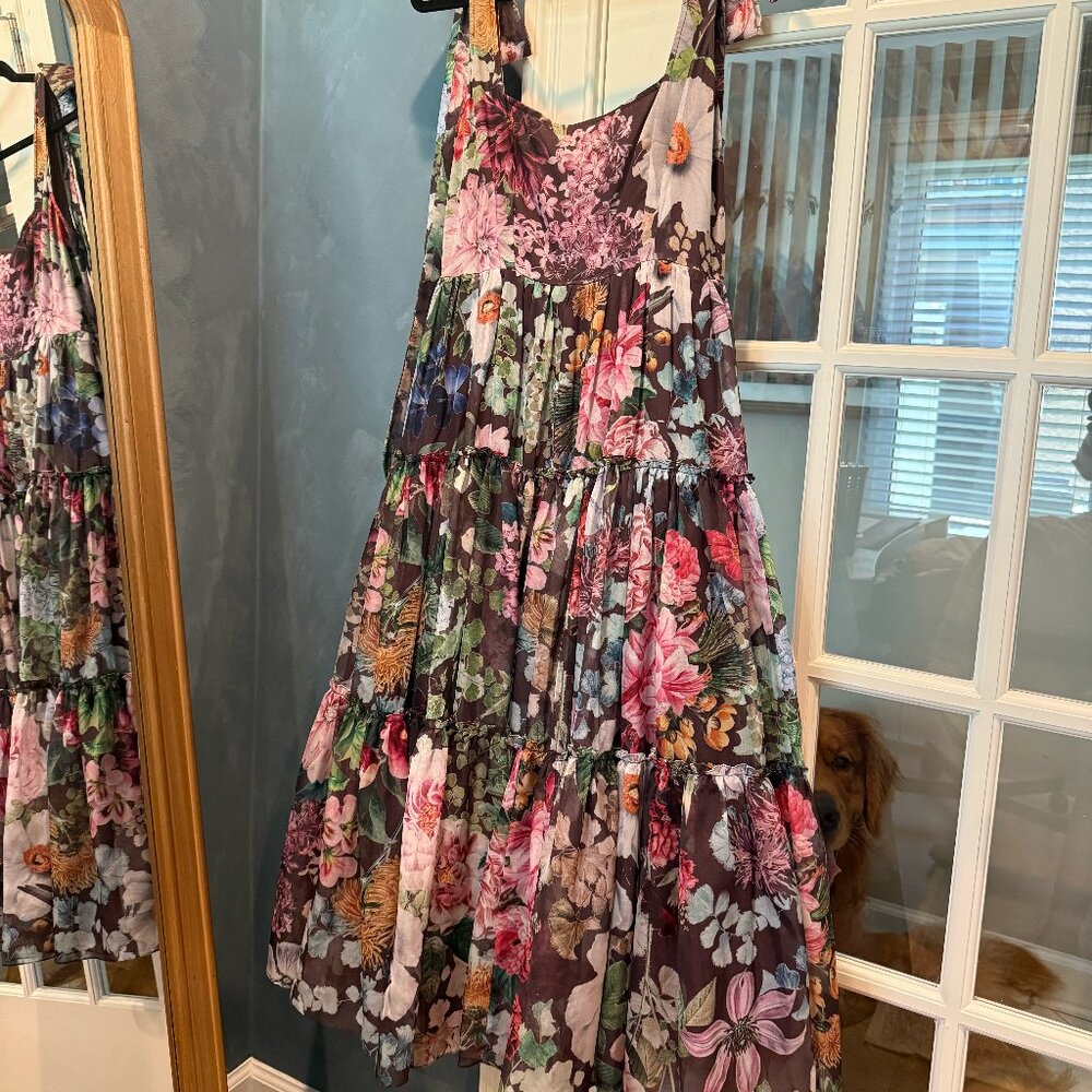 BHLDN Isabella Tiered Square-Neck A-Line MIDI Dress, Size 8